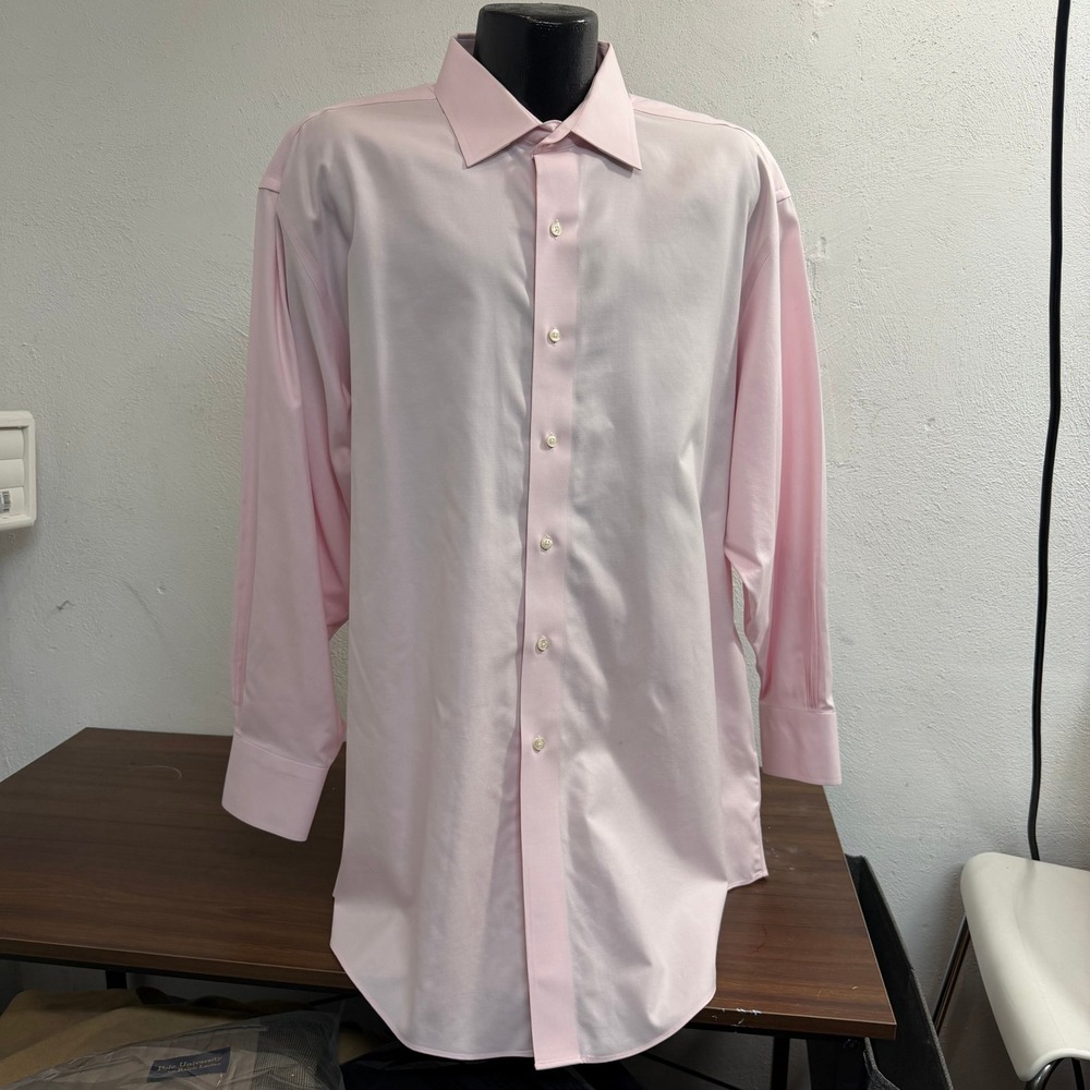 Brooks Brothers Dress Shirt Mens 17.5 Pink Madison Fit Non-Iron Stretch Supima